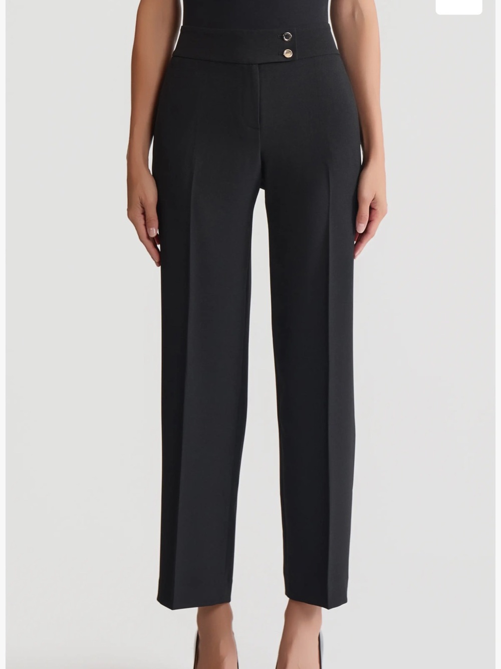 Kasper Black High-Waist Straight-Leg Dress Pants